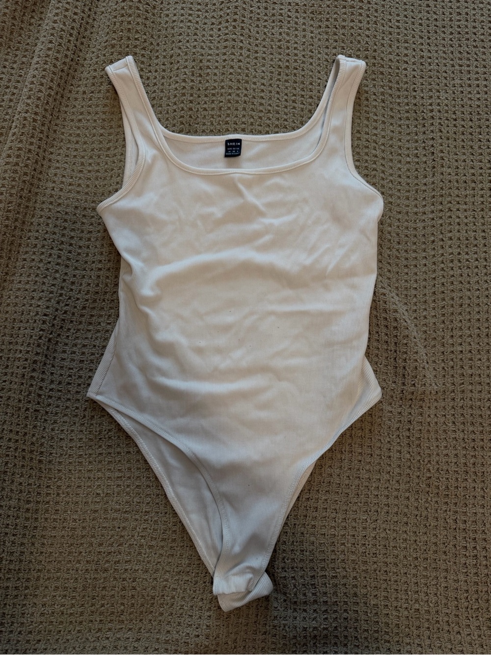SHEIN White Ribbed Tank Bodysuit